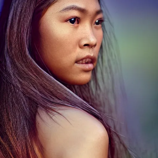 Image similar to portrait of a stunningly beautiful Filipina, depth of field, zeiss lens, detailed, symmetrical, centered, fashion photoshoot, by Annie Leibovitz and Steve McCurry, David Lazar, Jimmy Nelsson, Breathtaking, 8k resolution, extremely detailed, beautiful, establishing shot, artistic, hyperrealistic, beautiful face, octane render