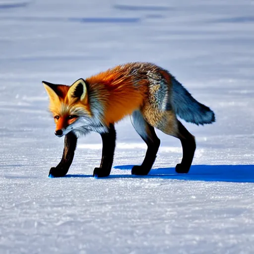 Prompt: a fox doing ice skating on a frozen lake