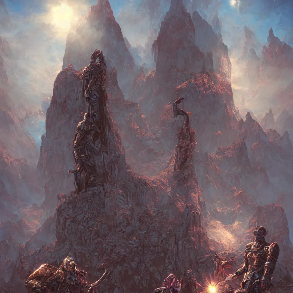 Image similar to bright, colorful, realistic, detailed from Elder Scrolls: shivering isles concept art Geiger and Beksiński statue backlighting, kodachrome, high contrast, highly detailed, sharp focus, digital painting, concept art, illustration, trending on artstation, comic book by Alex Ross and Adam Adamowicz cover art