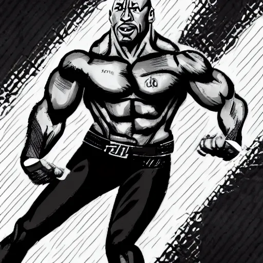 Dwayne The Rock Johnson in the style of Hirohiko | Stable Diffusion ...