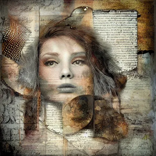 Image similar to detailed and highly reliefed mixed media digital collage textures, spectacular quality