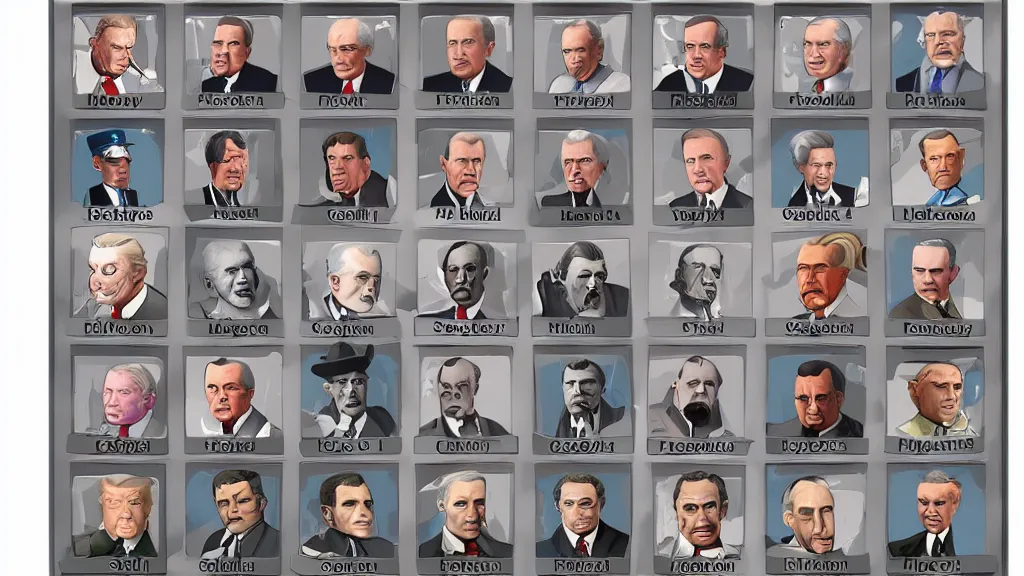 Image similar to character selection screen of a us presidents fighting video game