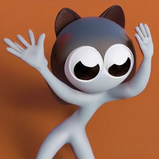 Image similar to a cartoon character with big eyes and legs, a 3 d render by grillo demo, zbrush central contest winner, furry art, rendered in maya, rendered in cinema 4 d, behance hd