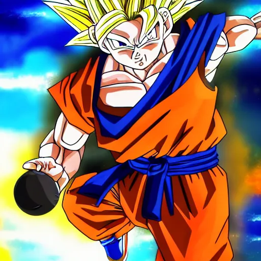 Image similar to goku playing basketball, 4 k