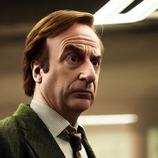 Image similar to A still of Saul Goodman in Joker (2019)