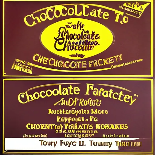 Image similar to golden ticket to tour chocolate factory!