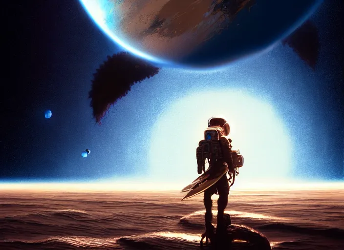 Prompt: detailed intricate digital illustration by greg rutkowski and wlop and sanford robinson gifford ; neptune planet nasa photo, black background, astonishing blue color ; 1 3 mm film, arri alfa anamorphic lens ; sharp focus, golden hour lighting, trending on artstation 4 k