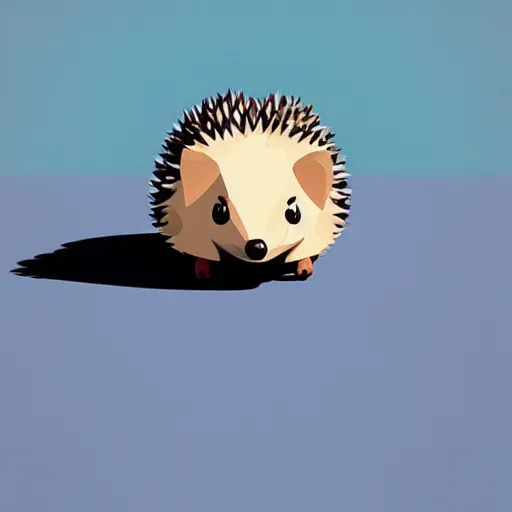 Prompt: a hedgehog on top of a big hill, about to jump to win the race, ilustration art by Goro Fujita