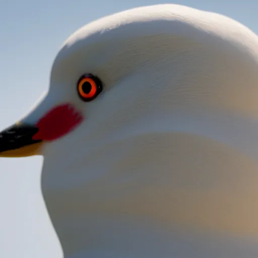 Image similar to seagull made of clay, close up, boke, 4 k