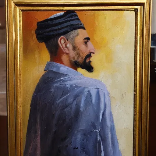 Prompt: قطتان تلعبان كرة الطاولة على خلفية برتقالية, oil painting