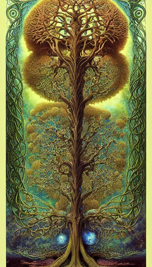 Image similar to tree of life by roger dean and andrew ferez, art forms of nature by ernst haeckel, divine chaos engine, symbolist, visionary, art nouveau, botanical fractal structures, organic, detailed, realistic, surreality