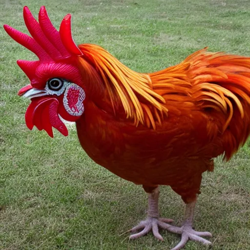 Image similar to human rooster hybrid rooster with human ears