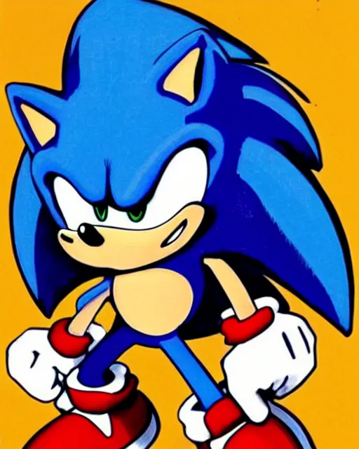 Image similar to a portrait of Sonic the Hedgehog by Jack Kirby