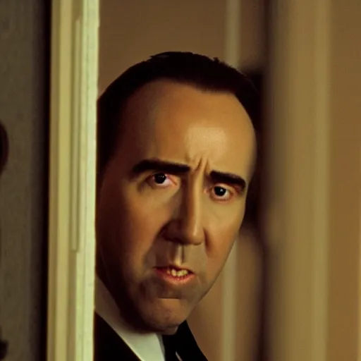 Prompt: cinematic film still of Nicholas Cage in the movie The Shining, high detail