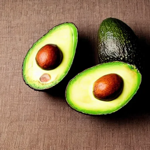 Image similar to an avocado sliced in half. the middle of the avocado resembles chuck norris