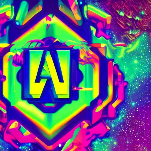 Image similar to a and w vaporwave logo, colorful, digital art, cosmic, 3 d high definition, trending on art station, photorealistic, high resolution, 8 k, octane, hyper detailed, insane details, intricate, elite, ornate, elegant trend, highly detailed and intricate, sharp focus, photography, unreal engine