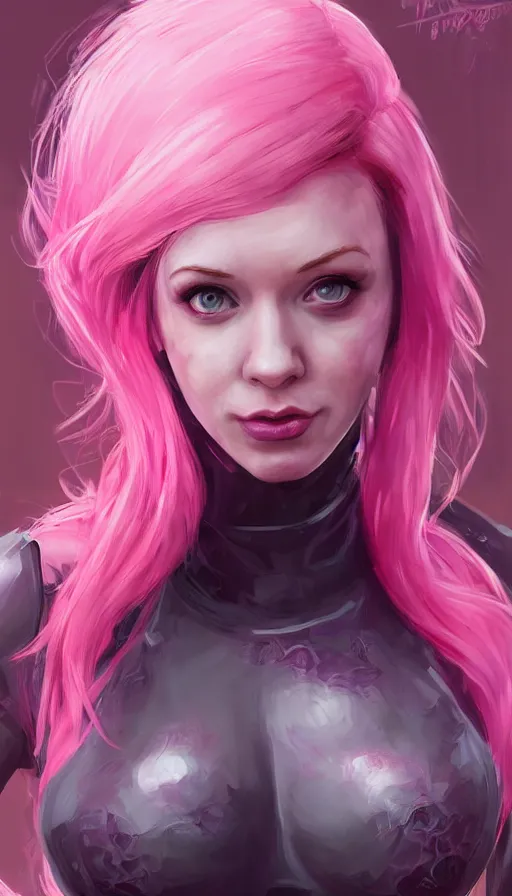 Image similar to gamergirl, perfectly-centered-photograph of young Christina Hendricks dressed like a gamergirl with pink hair looking at the camera, hands not visible, sweaty, wet, dynamic action pose, insane, intricate, highly detailed, digital painting, artstation, concept art, smooth, sharp focus, illustration, Unreal Engine 5, 8K, art by artgerm and greg rutkowski and alphonse mucha