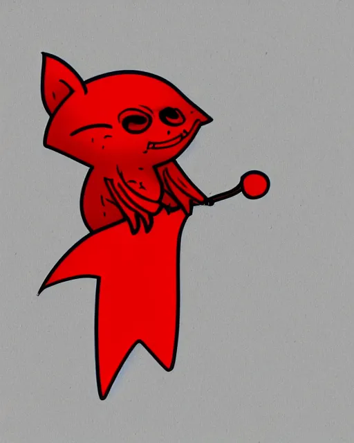 Image similar to 2 d logo, cute red bat that is crying, line art