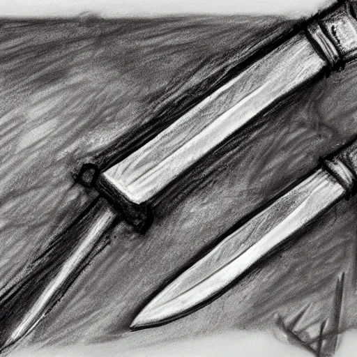 Image similar to a charcoal sketch of a sword