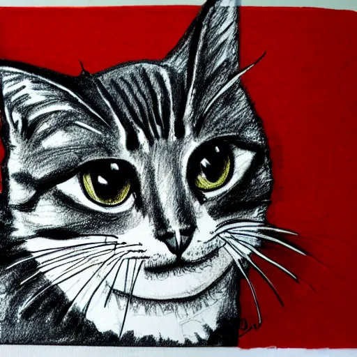 Image similar to a sketch of a cat handmade with a pen