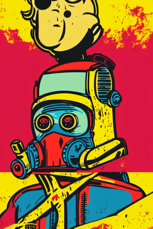 Image similar to fallout 7 6 retro futurist illustration art by butcher billy, sticker, colorful, illustration, highly detailed, simple, smooth and clean vector curves, no jagged lines, vector art, smooth andy warhol style