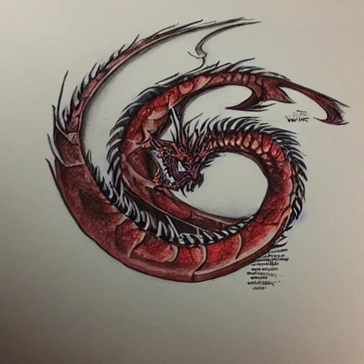 Image similar to “fire breathing dragon, Anamorphic Drawing”