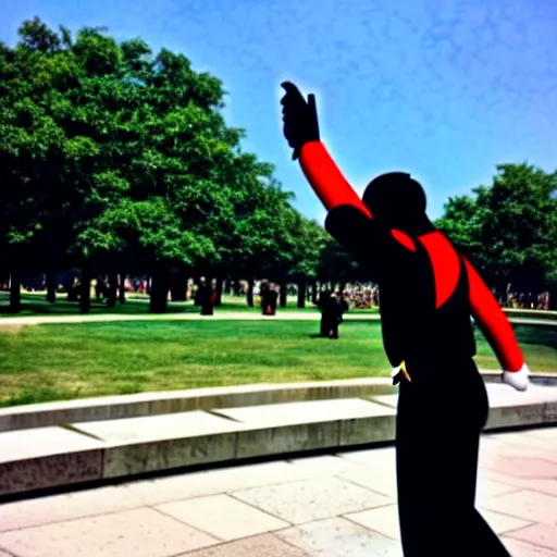 Prompt: mario dabbing at vietnam memorial