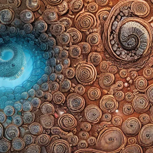 Prompt: a surgical ammonite fossil made of intricately detailed hand carved 3 d mandelbulb cybernetic motherboard made of brilliantly colored gradient volumetric smoke and fiber optic wire and pulse coral making a room, wide angle, good focus, by zdzisław beksinski, trending on artstation, artstation, pinterest, wallpaper 4 k, f 2 4