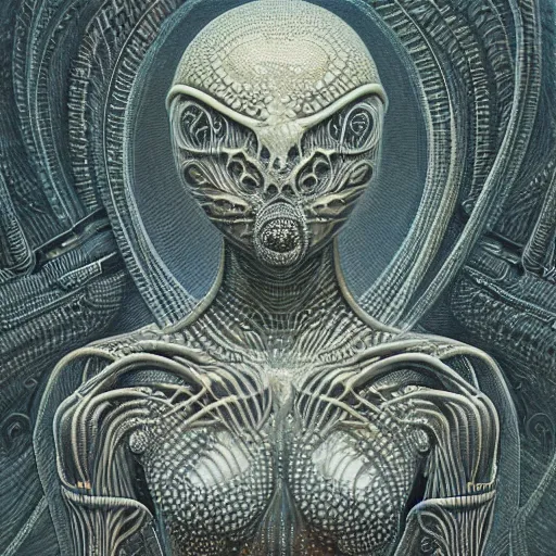 Prompt: ultra realist intricate detailed painting of an attractive alien female and alien male, full body, curvy, black scales, very intricate details, focus, artstyle Beksiński and Hiraku Tanaka, award winning