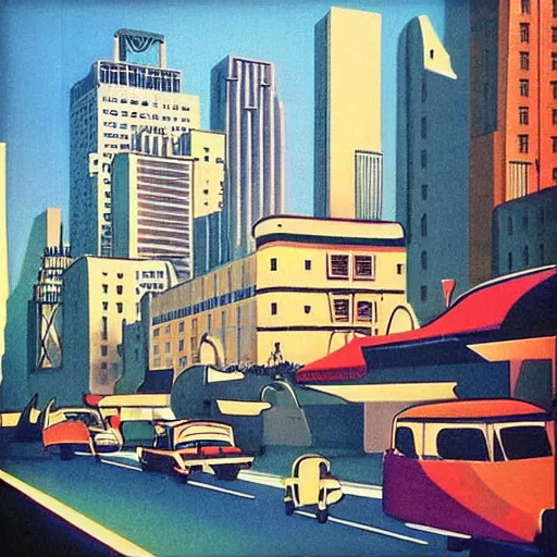 Prompt: “ large art deco city from the 1 9 5 0 s ”