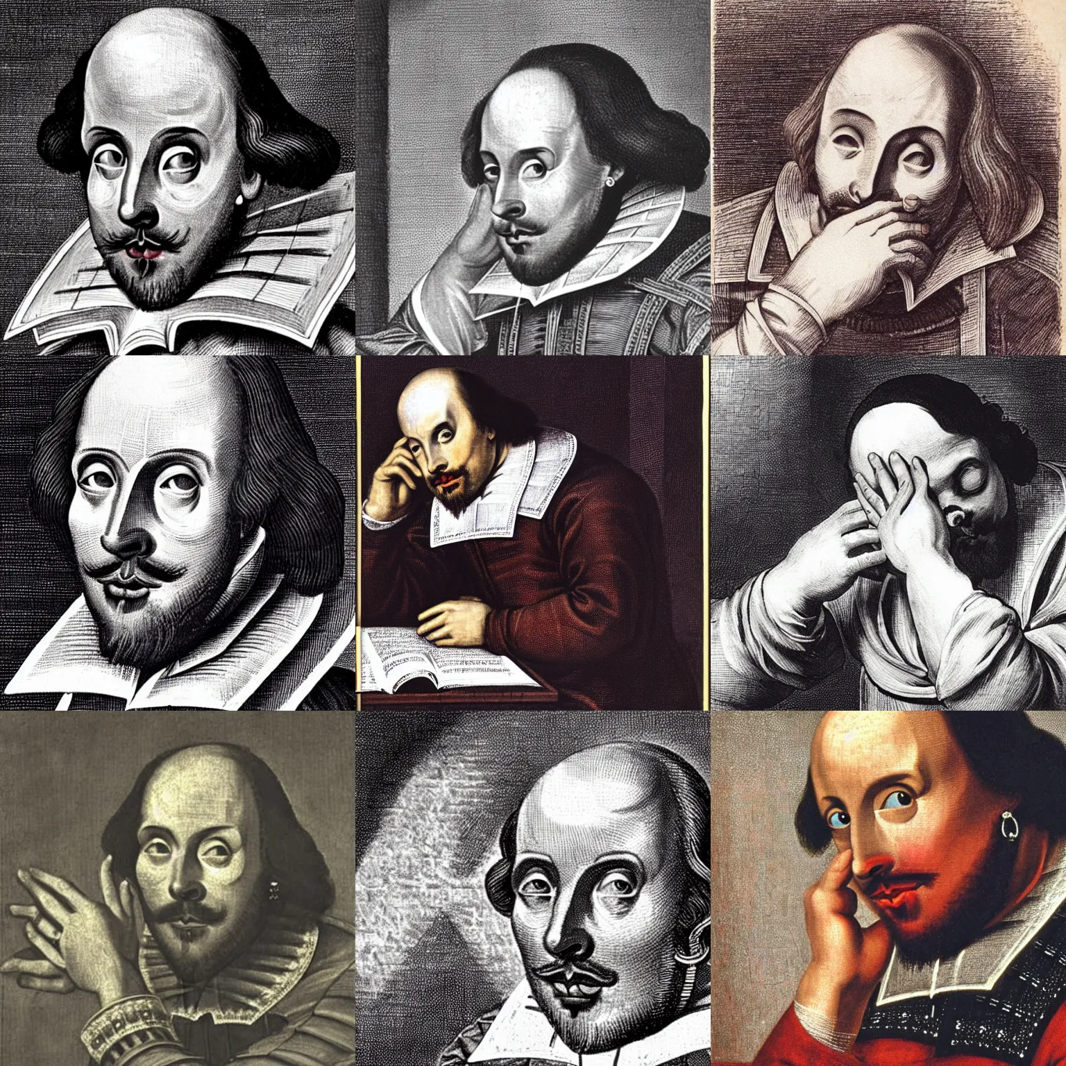 Prompt: william shakespeare crying because he's not good enough, by michelangelo