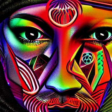 Image similar to portrait of a uncanny artist by Chor Boogie and Salvador Dali collaboration, digital art, mix of aesthetics, close up, high details