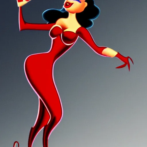 Image similar to jessica rabbit dancing in the spotlight. photorealistic. high details