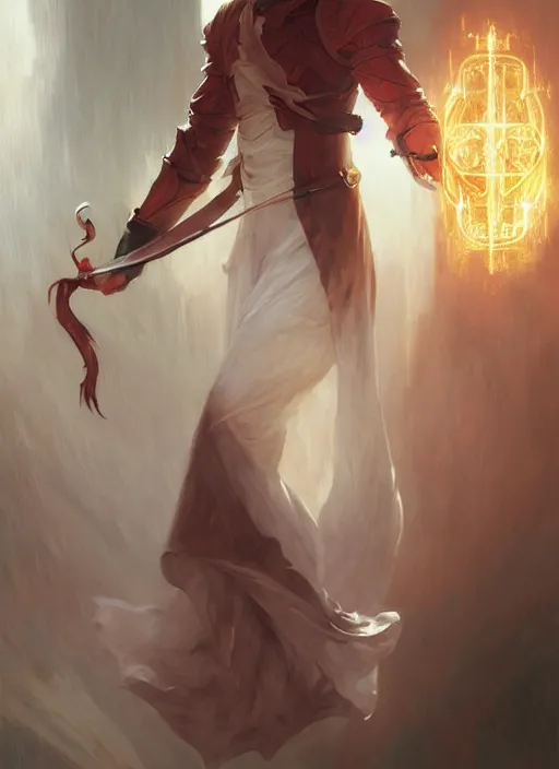 Image similar to character concept portrait of an attractive young focused Spanish wizard with pale red skin enchanting a power spell, a floating iridescent spell book in the center, intricate, elegant, digital painting, concept art, smooth, sharp focus, illustration, from Metal Gear, by Ruan Jia and Mandy Jurgens and William-Adolphe Bouguereau, Artgerm