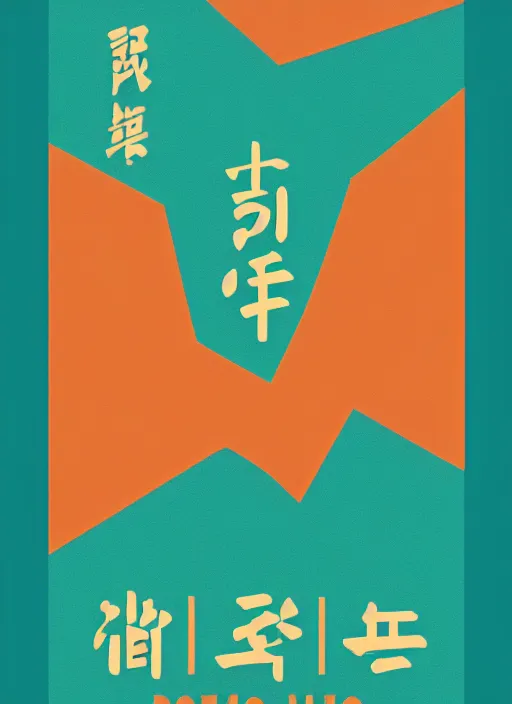 Image similar to poster design with duochrome vintage typographic Japanese katakana, teal and orange colour palette, layout design, illustrator vector graphics