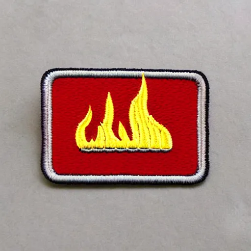 Prompt: a retro vintage minimalist clean fire warning flames patch