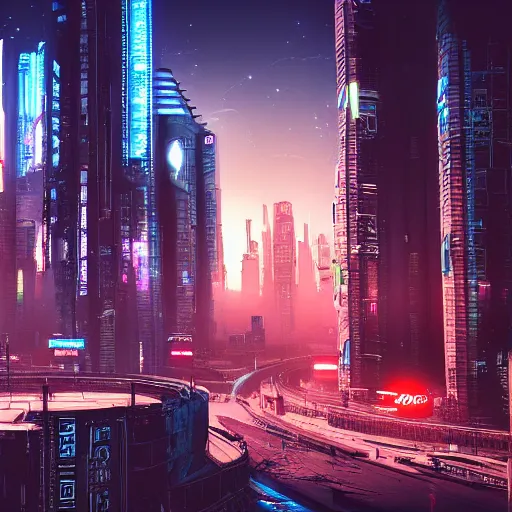 Image similar to beautiful cyberpunk city