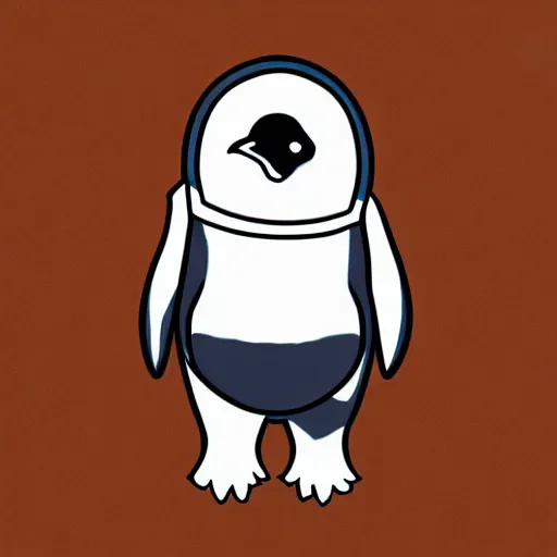 Prompt: cute drawing of a penguin on an astronaut suit, helmet on, floating on space, cartoon style, solid color, symmetric