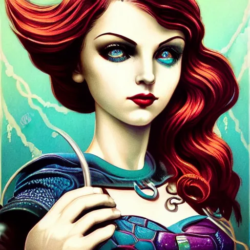 Prompt: BioShock mermaid portrait, Pixar style, by Tristan Eaton Stanley Artgerm and Tom Bagshaw.