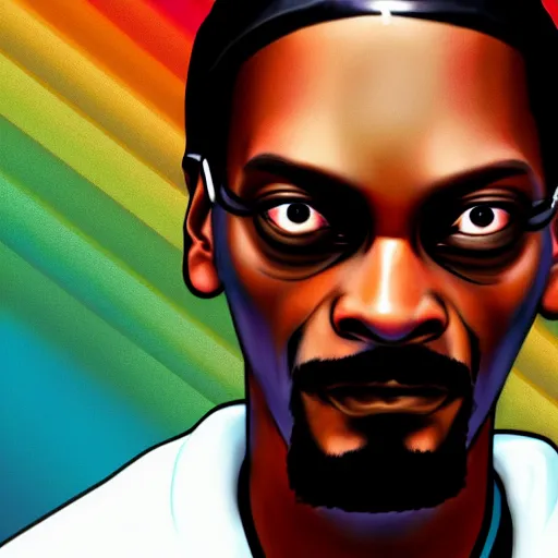 Image similar to snoop Dogg as a gta san andreas character, HDR, natural light, shoulder level shot, dynamic pose, award winning photograph,