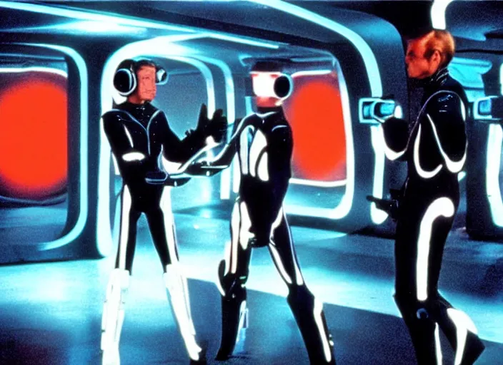 Image similar to scene from the 1982 science fiction film TRON