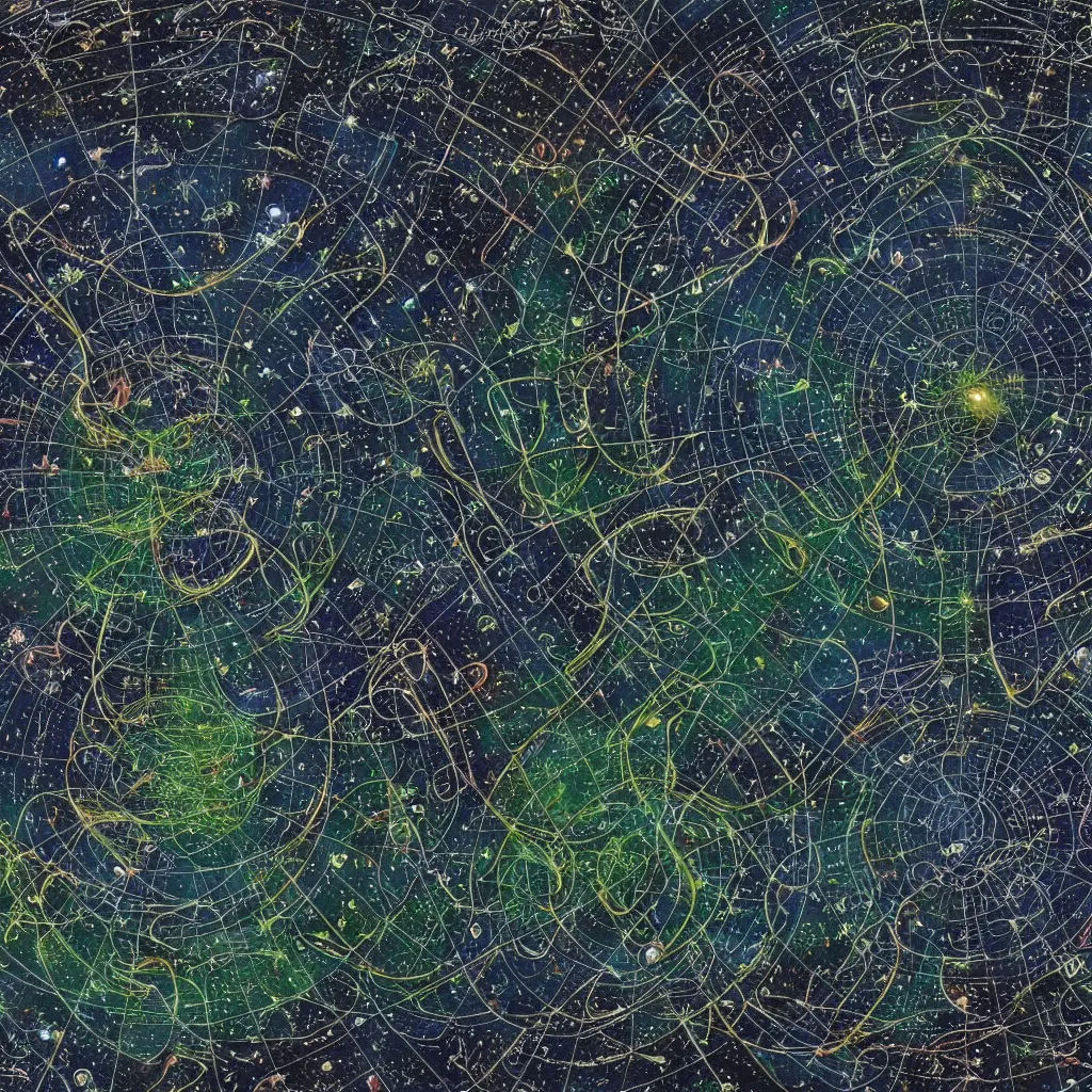 Image similar to a map of the universe drawn by extraterrestrial beings, cartography, hyper realistic