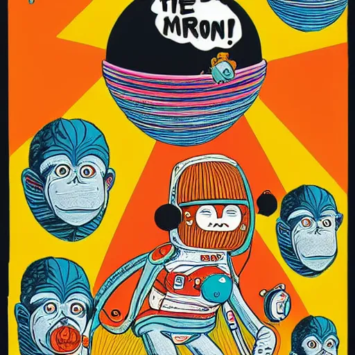Image similar to monkey in space by daniel clowes and james jean