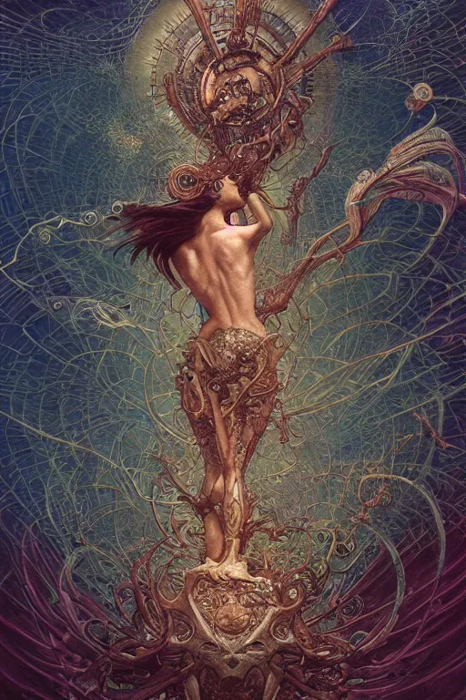 Image similar to swimming through time, inter dimensional clockwork, metaphysical implosion, by artgerm and yoshitaka amano and moebius and hr giger and zdislaw beksinski and alphonse mucha, hyperdetailed, glamour, surreal, dc comics, ornate, stunning, nebula, explosions in the sky, trending on artstation