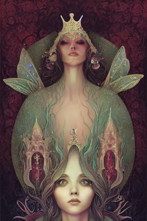 Prompt: jeweled Crown, other worldly, fairy summer court, art nouveau, by Anato Finnstark, Tom Bagshaw, Brom