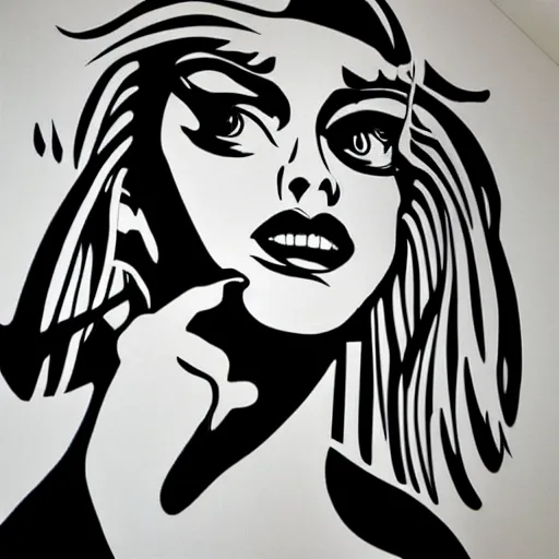 Image similar to Wall mural portrait of Satan, urban art, pop art, artgerm, by Roy Lichtenstein