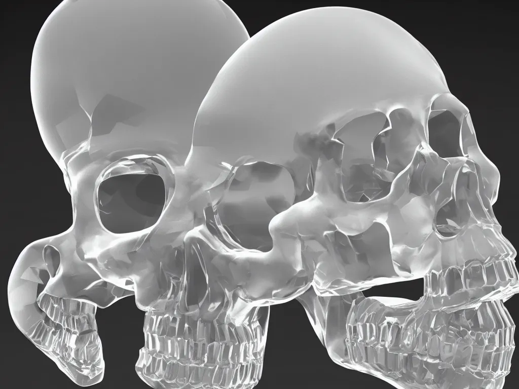 Image similar to portrait of a Quartz Rock Crystal Crystal Skull, unreal engine 5, diffused light, reflections