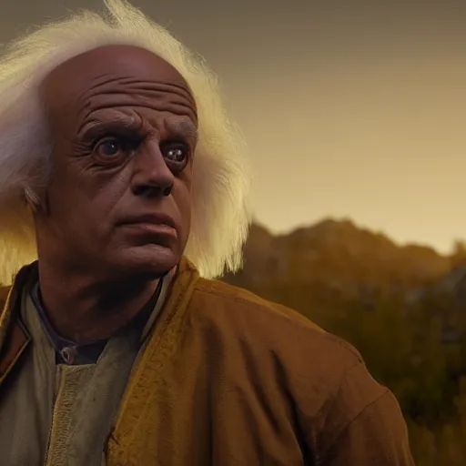 Prompt: hyperrealistic dslr film still of doc brown in skyrim, stunning 8 k octane comprehensive 3 d render, inspired by istvan sandorfi & greg rutkowski & unreal engine, perfect symmetry, dim volumetric cinematic lighting, extremely hyper - detailed, incredibly real lifelike attributes & texture, intricate, masterpiece, artstation, 8 k 8 5 mm f 1. 4