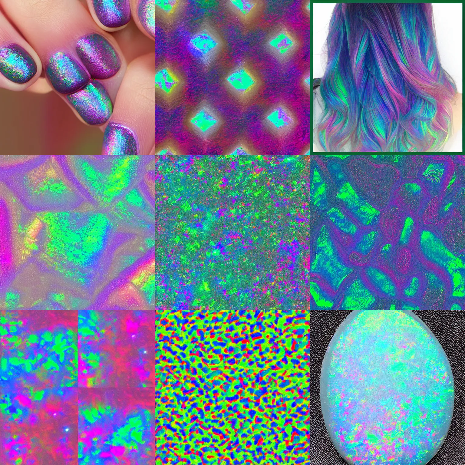 Prompt: holographic texture opal colors