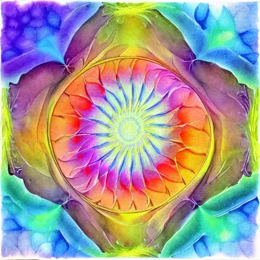 Prompt: Fractal Artwork in the style of Missy Gainer, deviantart, created in watercolor